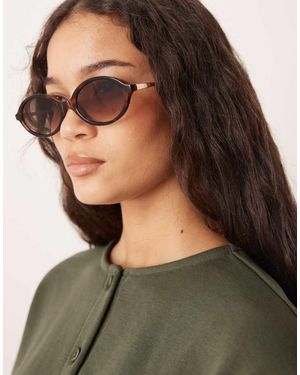 ASOS Gafas De Sol Efecto Ovaladas Estrechas Con Patillas De Metal De - Verde