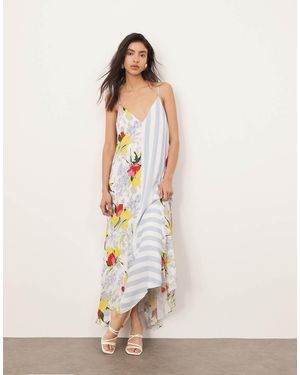 ARRANGE Vestido Midi De Tirantes Con Estampado De Paneles En Contraste Y Bajo De Picos De - Blanco