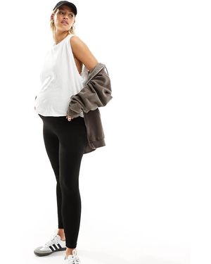 Vero Moda Leggings Neri A Coste Senza Cuciture Con Fascia Sopra Il Pancione - Nero