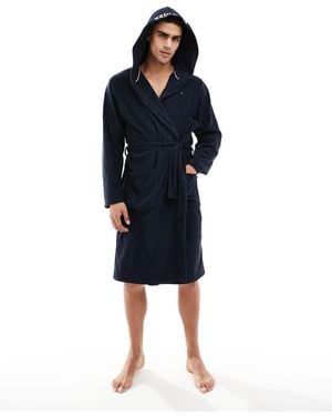 Tommy Hilfiger Monotype Hooded Robe - Blue