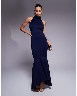 True Violet True Halterneck Fishtail Maxi Gown - Blue