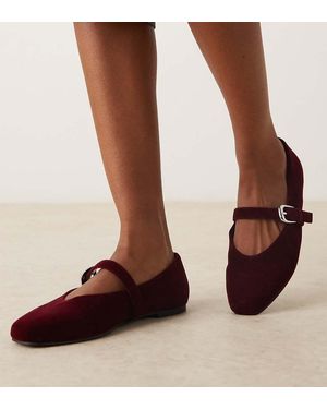 ASOS Wide Fit Leah Mary Jane Ballets - Brown