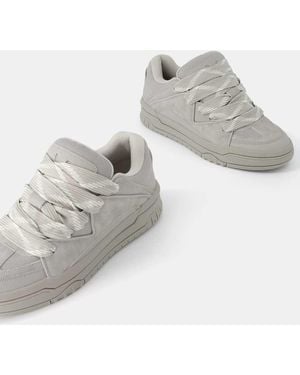 Bershka Skater Sneakers Met Dikke Zool - Grijs