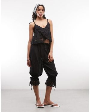 Collusion Lace Trim Oversized Beach Bloomer Co-ord - Black