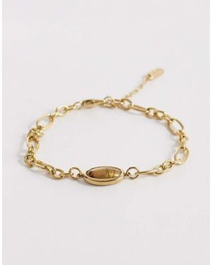 ASOS Waterproof Stainless Steel Oval Faux Tigers Eye Bracelet - White