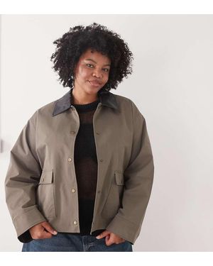 Noisy May Jacket With Cuff And Collar Detail - Brown