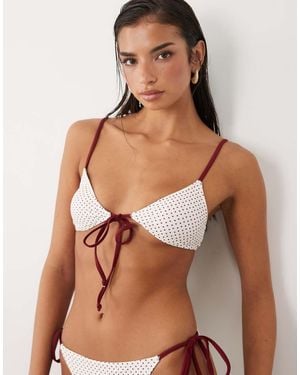 The Frolic Exclusive Tie Front Triangle Bikini Top - Brown