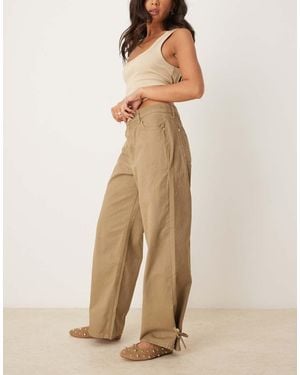 Vrg Grl Wide Leg Tailored Trousers - Natural