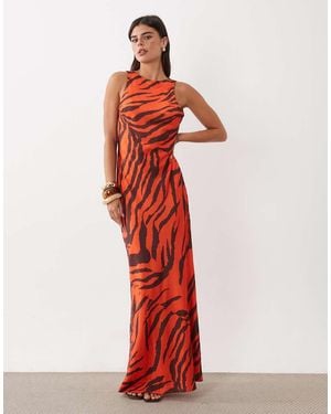 ASOS Asymmetric Bodice Maxi Dress With Open Back - Red