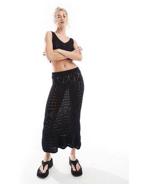 Threadbare Set Van Gehaakte Crop Top En Maxi Rok - Wit