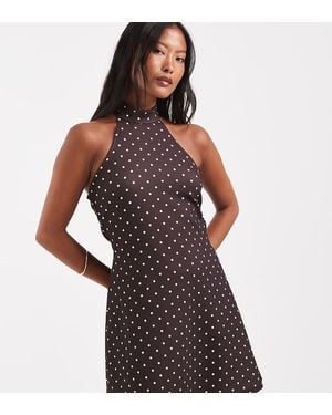 Vero Moda Halter Neck Polka Dot Mini Dress - Brown