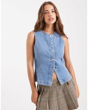 Miss Selfridge Denim Waistcoat - Blue