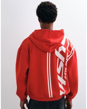 ASOS Heavyweight Oversized Zip Through Hoodie With Back Print - Red