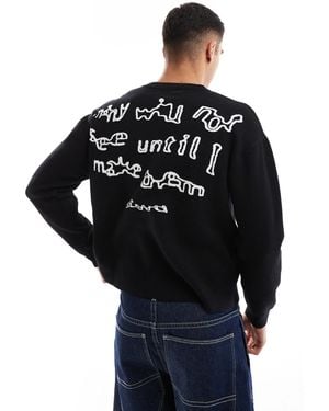 Pull&Bear Stwd Graphic Printed Sweater - Black