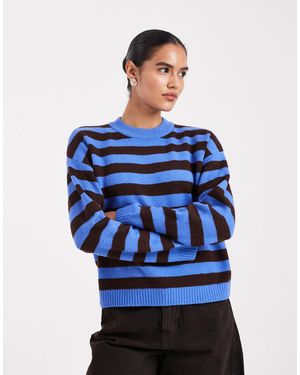 New Look Stripe Crew Neck Jumper - Blue