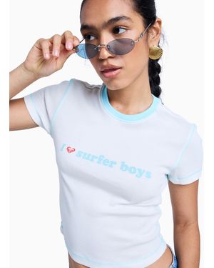 Roxy Sea you later - t-shirt ajusté - turquoise - Blanc