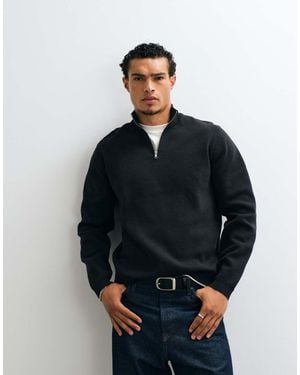 ASOS Relaxed Compact Knitted Half Zip - Blue