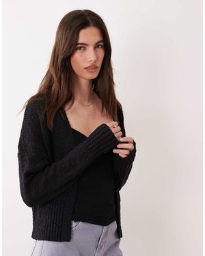 ASOS Cárdigan Sin Cierres De Punto Flameado De - Negro