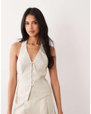 Miss Selfridge Tailored Linen Look Halter Top - Green