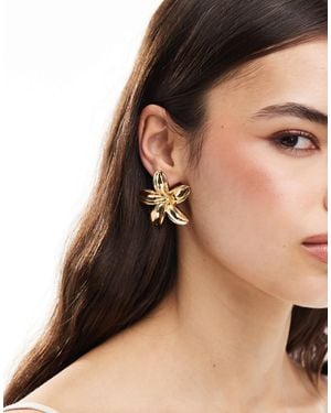 Accessorize Statement Lotus Flower Earrings - Metallic