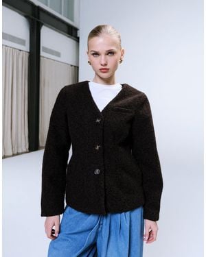 Jdy Boucle Fitted Blazer Jacket - Blue