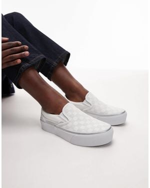 Vans Classic Slip-on Platform Checkerboard Sneakers - White