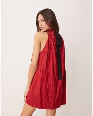 Mango Capsule Ramie Mini Dress - Red