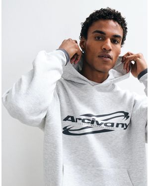 ASOS Relaxter kapuzenpullover mit mehrlagigen rippdetails und pigmentdruck - Grau