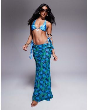 Candypants Polygeorgette Abstract Print Maxi Beach Skirt - Blue