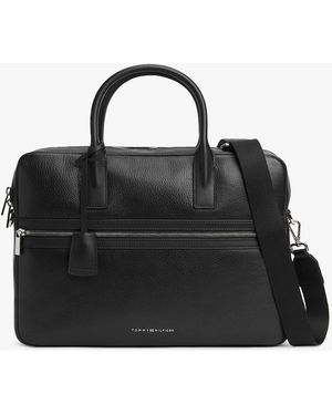 Tommy Hilfiger – business – hochwertige laptop-tasche aus leder - Schwarz