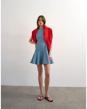 TOPSHOP Denim Seamed Mini Dress - Blue