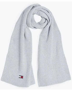 Tommy Hilfiger Heritage Badge Ribbed Knit Scarf - White