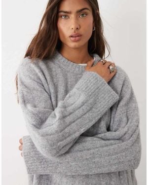 ASOS Wide Rib Boxy Crew Jumper - Grey