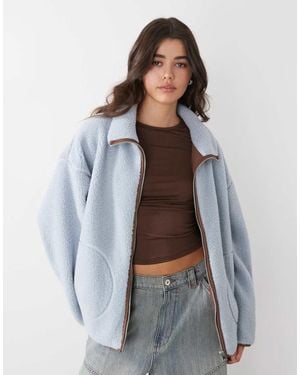 Monki Polar De Manga Larga Con Cremallera En Contraste De - Azul