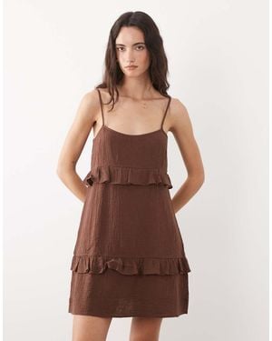 New Look Tiered Mini Sundress - Brown