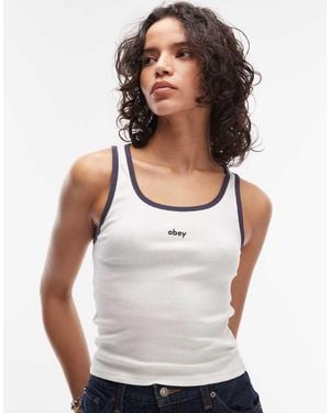 Obey Loren Logo Rib Tank - White