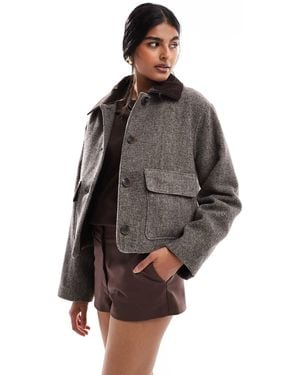 ASOS Wool Blend Top Collar Jacket - Brown