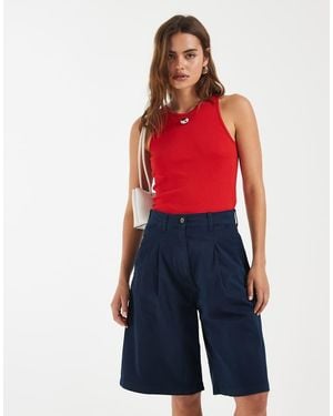 Tommy Hilfiger High Rise Long Chino Shorts - Red