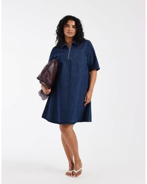 ONLY Pleated Denim Mini Dress - Blue