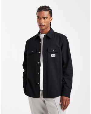 Parlez Long Sleeve Boxy Relaxed Fit Logo Shirt - Blue