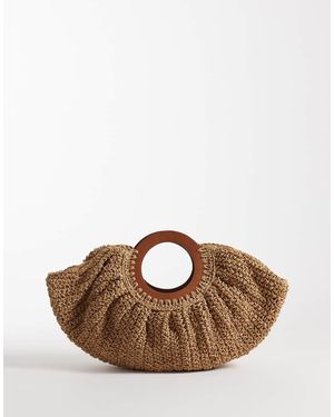 Mango Teen Woven Top Handle Bag - Brown
