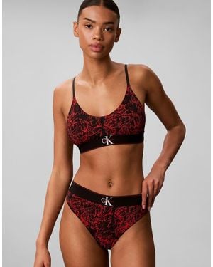 Calvin Klein Tanga Con Logo Grafico E Stampa Serpente Rossa - Rosso