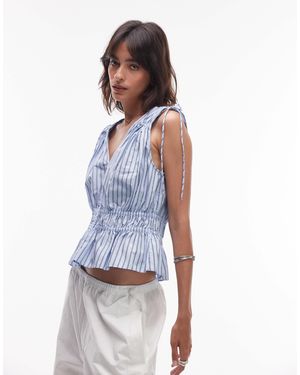 & Other Stories Sleeveless Top With Drawstring And Elasticated Detail - Blue