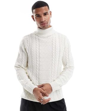 Only & Sons Jersey Color Crema Con Cuello Vuelto De Punto Grueso De -Blanco