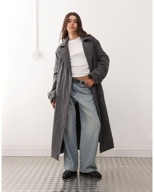 Weekday Oversized Padded Trench Coat - Grey