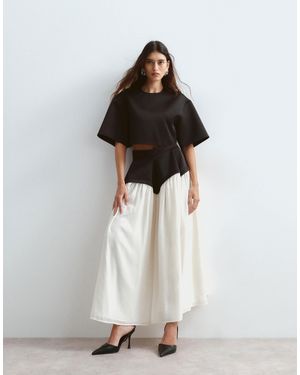 ARRANGE Sculpted Waist Full Midi Skirt Co-Ord - White