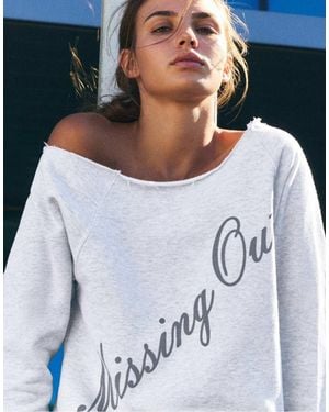 Pull&Bear Asymmetrische Sweatshirt Met Graphic - Wit