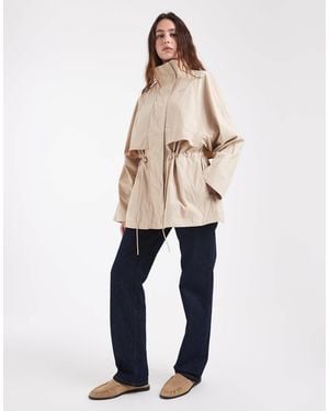 Lacoste Water Resistant Mid Length Parka Jacket - Natural