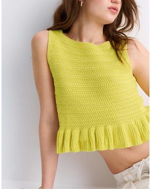 Stradivarius Knit Peplum Top - Yellow