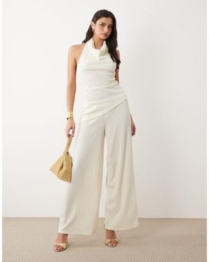 Gina Tricot Co-ord Textured Wide Pants - Natural